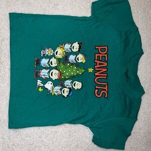 NWT Official Peanuts Christmas Green 100% Cotton Toddler T-Shirt Size 2T